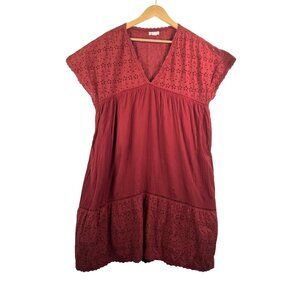 Sundance NETTIE eyelet relaxed boho babydoll dress rust beach sz XL